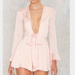 Nastygal pink satin romper